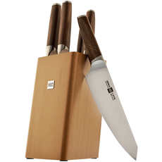 Набор кухонных ножей из сверхпрочной стали HuoHou Molybdenum Vanadium Steel Kitchen Knife Set (HU0158) (5 ножей + подставка) - GOODMi