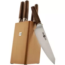 Набор кухонных ножей из сверхпрочной стали HuoHou Molybdenum Vanadium Steel Kitchen Knife Set (HU0158) (5 ножей + подставка) - GOODMi