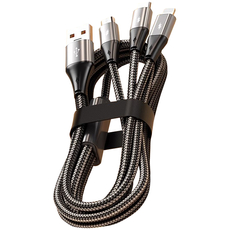 Кабель 3в1 Tafiq нейлоновый USB-A to Micro/Lightning/Type-C 100W - GOODMi