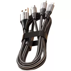 Кабель 3в1 Tafiq нейлоновый USB-A to Micro/Lightning/Type-C 100W - GOODMi