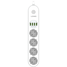 Сетевой фильтр Ldnio SE4432, 4 розетки, 4 usb, 2m White - GOODMi