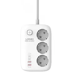 Сетевой фильтр Ldnio SE3436, 3 розетки, 2 usb, 2 PD, 2m White - GOODMi