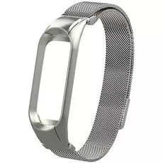 Миланский сетчатый браслет Xiaomi Mi band 5 серебряный (магнитный замок) - GOODMi