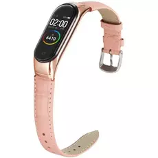Кожаный ремешок для Mi Band 5 розовый, Основной цвет: Розовый - GOODMi