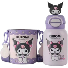Детский термос BeddyBear 480ml Kuromi (двойная крышка,сумка для переноски,ершик для чистки), Цвет: Фиолетовый - GOODMi
