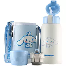 Детский термос BeddyBear 480ml Cinnamoroll (двойная крышка,сумка для переноски,ершик для чистки), Цвет: Голубой - GOODMi