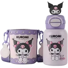 Детский термос BeddyBear 480ml Kuromi (двойная крышка,сумка для переноски,ершик для чистки), Цвет: Фиолетовый - GOODMi