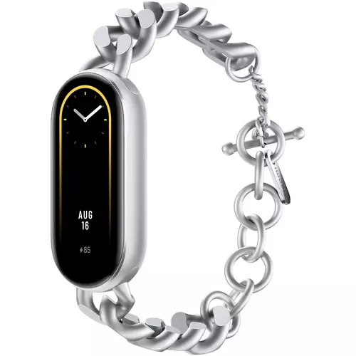 Металлический браслет для Xiaomi Band 9 с пряжкой-цепочкой - GOODMi