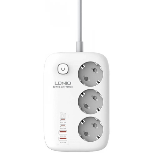 Сетевой фильтр Ldnio SE3436, 3 розетки, 2 usb, 2 PD, 2m White - GOODMi
