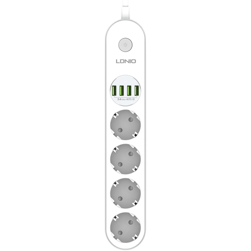 Сетевой фильтр Ldnio SE4432, 4 розетки, 4 usb, 2m White - GOODMi