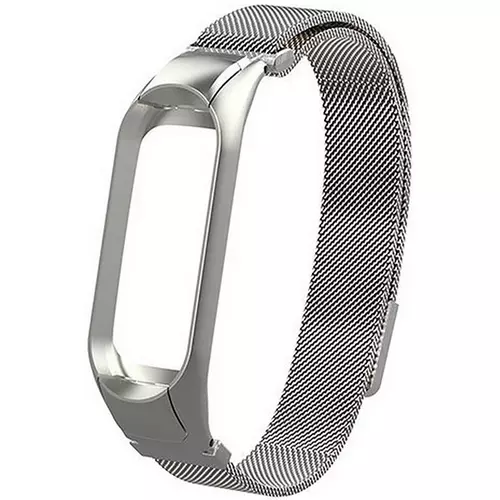 Миланский сетчатый браслет Xiaomi Mi band 5 серебряный (магнитный замок) - GOODMi