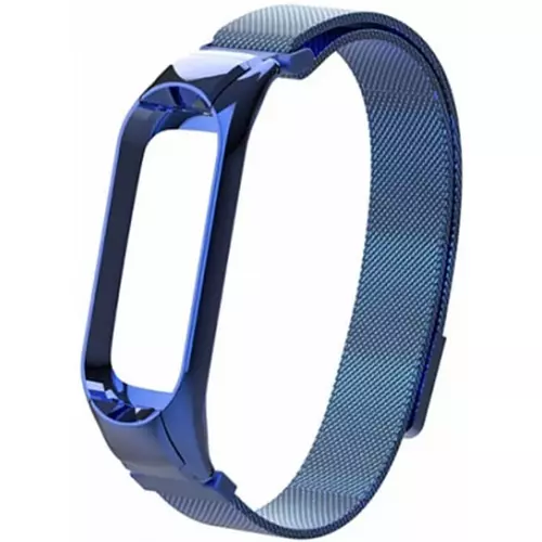 Миланский сетчатый браслет для Xiaomi Mi band 5 синий (магнитный замок) - GOODMi