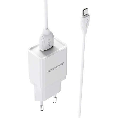 Сетевое зарядное устройство Borofone BA19A (1A) + кабель MicroUsb White - GOODMi
