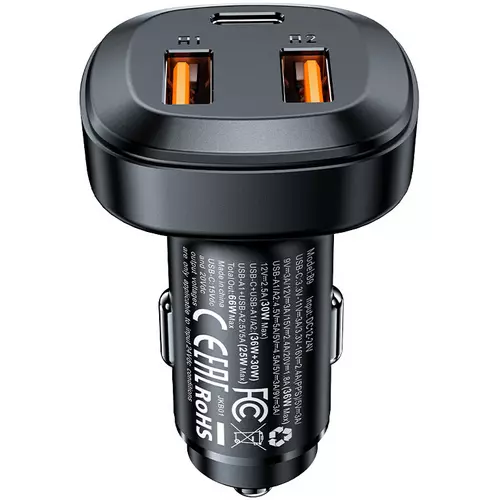 АЗУ ACEFAST B9 66W Metal 2USB (2xUSB-A+USB-C) Black - GOODMi