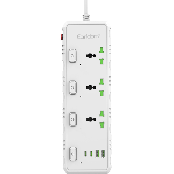 Сетевой фильтр Earldom SC10 (2м/3 Sockets+2USB-A+2Type-C) Белый - GOODMi