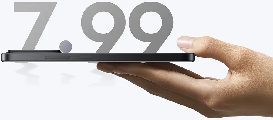 Тонкий корпус 7.99 мм и вес 205 г смартфона POCO C85