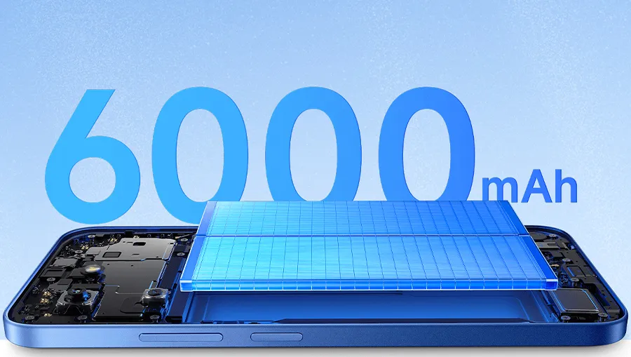 Аккумулятор 6000 мАч и быстрая зарядка 33 Вт смартфона Xiaomi Redmi 15C