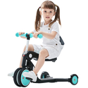 Детский самокат BeBeHoo Deformation Stroller 5 в 1 (DGN5-1) бирюзовый, изображение 4 - GOODMi