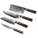 Набор ножей из дамасской стали Huo Hou Set of 5 Damascus Knife Sets (4 ножа + подставка) (HU0073), изображение 2 - GOODMi