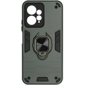 Чехол-накладка противоударный с металлической пластиной для магнитного держателя и кольцом для Redmi Note 12 (4G) Dark Green, Основной цвет: Зеленый - GOODMi