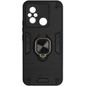 Чехол-накладка противоударный с металлической пластиной для магнитного держателя и кольцом для Redmi 12C/Poco C55 Black, Основной цвет: Черный - GOODMi