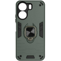Чехол-накладка противоударный с металлической пластиной для магнитного держателя и кольцом для Redmi 13C/Poco C65 Dark Green, Основной цвет: Зеленый - GOODMi