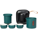 Дорожный чайный сервиз Pingzhe Tea Separation Ceramic Quick Cup (1 заварник 3 чашки) голубой, изображение 2 - GOODMi