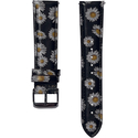 Ремешок кожаный 20mm строчка Черный с ромашками - GOODMi