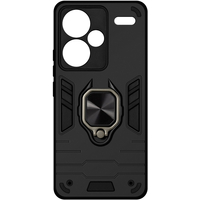 Противоударный чехол с металлической пластиной для магнитного держателя и кольцом для Redmi Note 13 Pro Plus (5G) Black - GOODMi