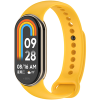Ремешок силиконовый для Xiaomi Band 8 Желтый с кнопкой, Основной цвет: Желтый - GOODMi