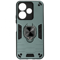 Противоударный чехол с металлической пластиной для магнитного держателя и кольцом для Xiaomi Redmi 13 (4G)/Poco M6 (4G) Dark Green, Основной цвет: Зеленый - GOODMi