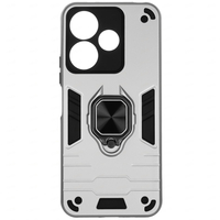 Противоударный чехол с металлической пластиной для магнитного держателя и кольцом для Xiaomi Redmi 13 (4G)/Poco M6 (4G) Silver, Основной цвет: Серебристый - GOODMi