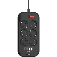 Сетевой фильтр LDNIO SE6403 (6 розеток, 4 USB, 2 м) Grey - GOODMi