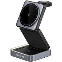 Беспроводная зарядная станция Cabletime CE12B 3-in-1 15W Foldable Grey - GOODMi
