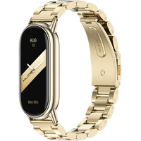 Стальной браслет три звена Mijobs для Xiaomi Band 8 Золотой, Основной цвет: Золотистый - GOODMi