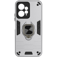 Чехол-накладка противоударный с металлической пластиной для магнитного держателя и кольцом для Redmi Note 12 (4G) Silver, Основной цвет: Серебристый - GOODMi