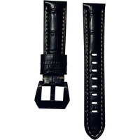 Ремешок кожаный Genuine Leather 20mm Черный рептилия - GOODMi