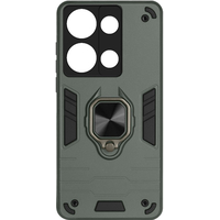 Противоударный чехол с металлической пластиной для магнитного держателя и кольцом для Poco M6 Pro (4G)/Xiaomi Redmi Note 13 Pro (4G) Dark Green, Основной цвет: Зеленый - GOODMi