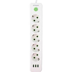 Сетевой фильтр Amper JH-1033U (2м/5 Sockets+3USB-A) Белый, Цвет: Белый - GOODMi