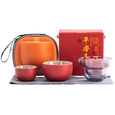Дорожный чайный сервиз Pingzhe Tea Separation Ceramic Quick Cup красный - GOODMi