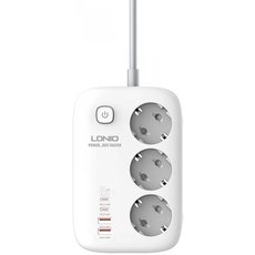 Сетевой фильтр Ldnio SE3436, 3 розетки, 2 usb, 2 PD, 2m White - GOODMi