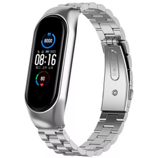 Стальной браслет для Xiaomi Mi band 5/6 серебряный - GOODMi