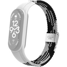 Текстильный ремешок для Xiaomi для Mi Band 7 замок металл (white black), Основной цвет: Белый - GOODMi