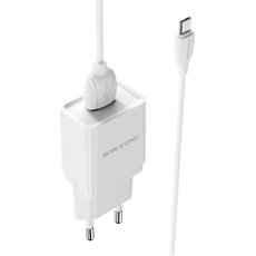 Сетевое зарядное устройство Borofone BA19A (1A) + кабель MicroUsb White - GOODMi