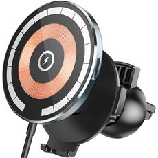 Автомобильный держатель с беспроводной зарядкой Hoco CW42 Magnetic (15W) Черный - GOODMi