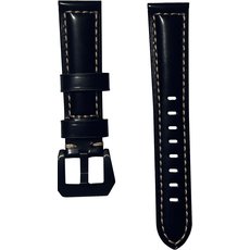 Ремешок кожаный Genuine Leather 20mm Черный глянец - GOODMi