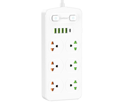 Сетевой фильтр Earldom SC09 (6 розеток, 4 USB-A, 1 Type-C, 2 м) Белый - GOODMi