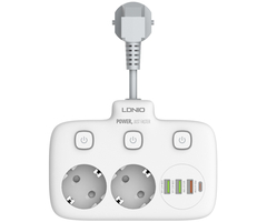 Сетевой фильтр Ldnio SE2435 (2 розетки, 3 USB, 1 PD) White - GOODMi