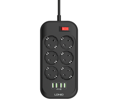 Сетевой фильтр LDNIO SE6403 (6 розеток, 4 USB, 2 м) Grey - GOODMi