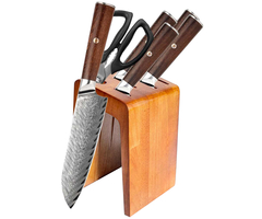 Набор кухонных ножей из дамасской стали Damascus Knife Sets (6 предметов с подставкой) - GOODMi